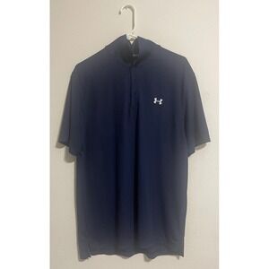 Under Armour Mens HeatGear Loose Fit Polo Shirt Navy Blue Short Sleeve Large